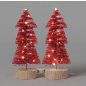 NWT  LED 2pk Christmas Tiered Bottle Brush Trees - Threshold™ red tabletop